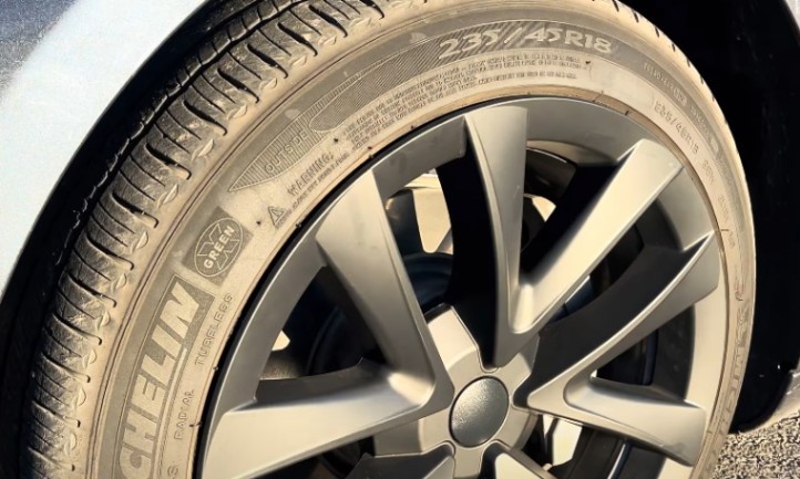 Close up view of a Tesla's tire
